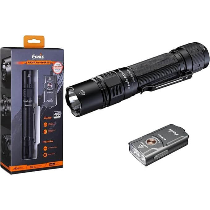 Φακός Fenix PD36R Pro Επαναφορτιζόμενος με USB Δώρο E03R V2.0